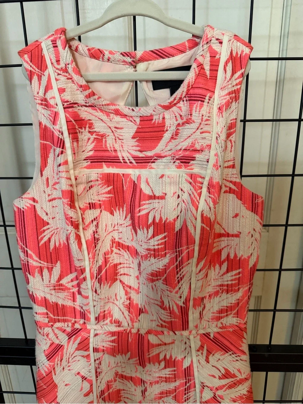 J. Crew Coral and White Tropical Print Sheath Dress